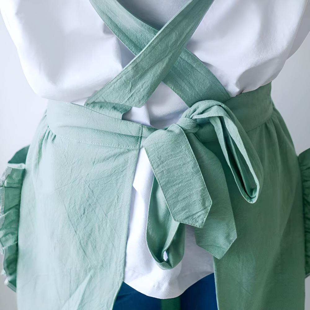 Chic Ruffle Pocket Apron — product in use