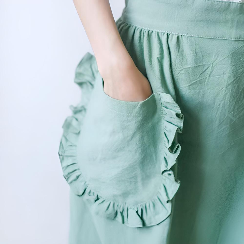 Chic Ruffle Pocket Apron — product close-up