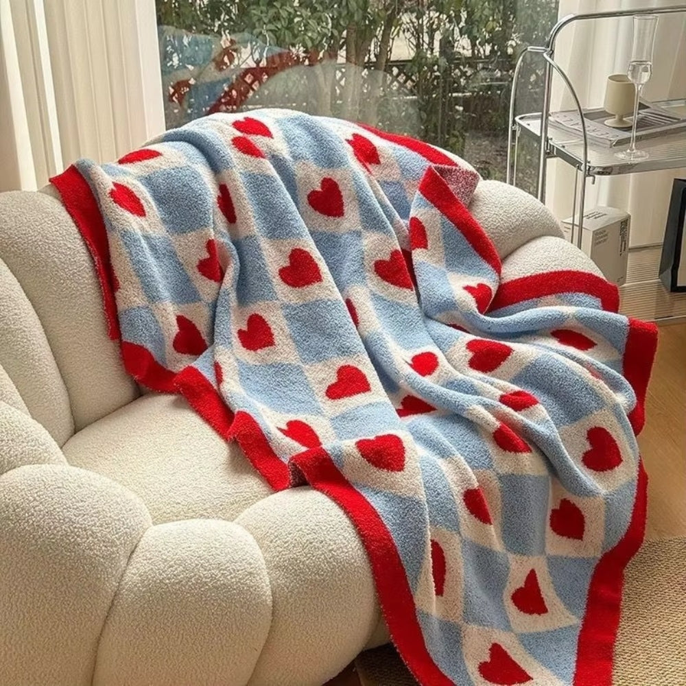 Argyle Scarlet Heart Soft Blanket — product close-up