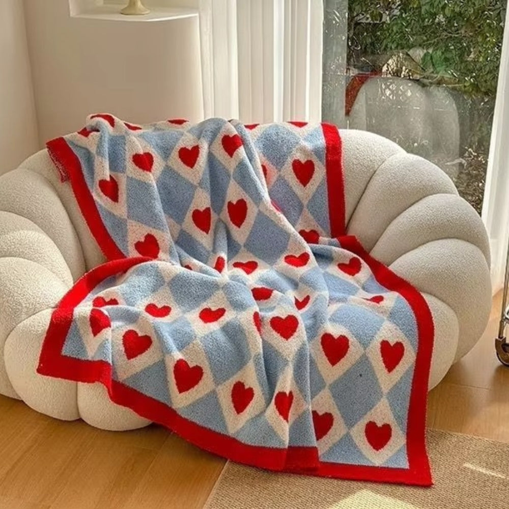 Argyle Scarlet Heart Soft Blanket — main product photo