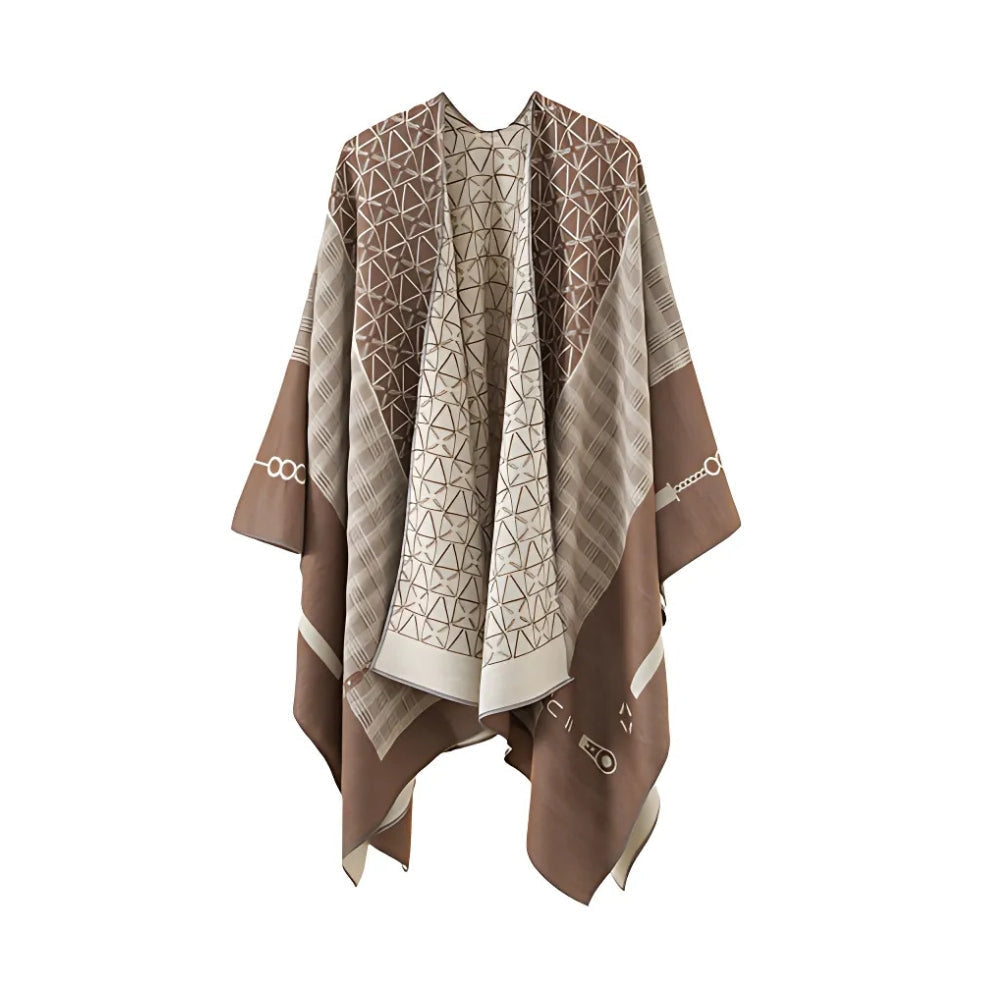Auron Geometric Acrylic Poncho Shawl — product feature detail