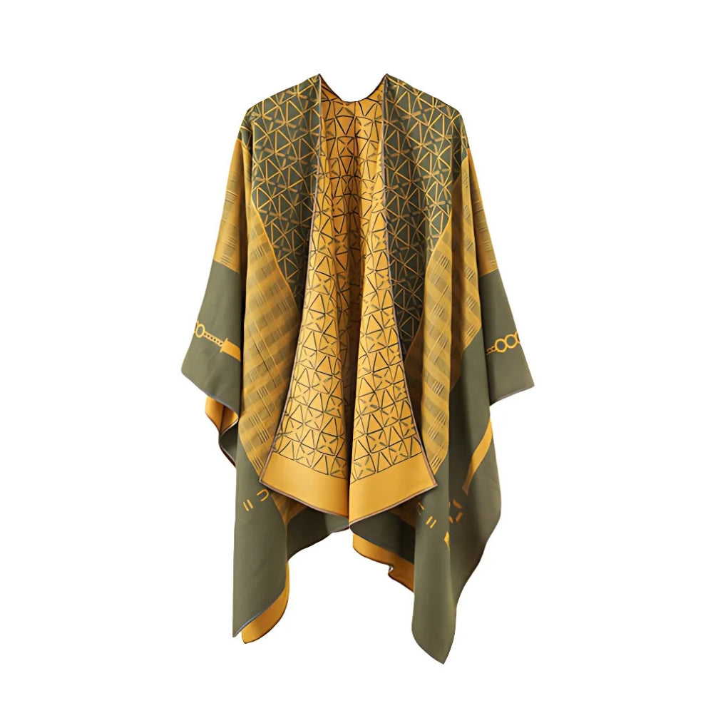 Auron Geometric Acrylic Poncho Shawl — product in use