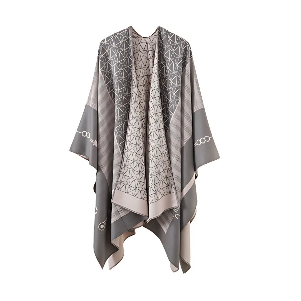 Auron Geometric Acrylic Poncho Shawl — lifestyle shot