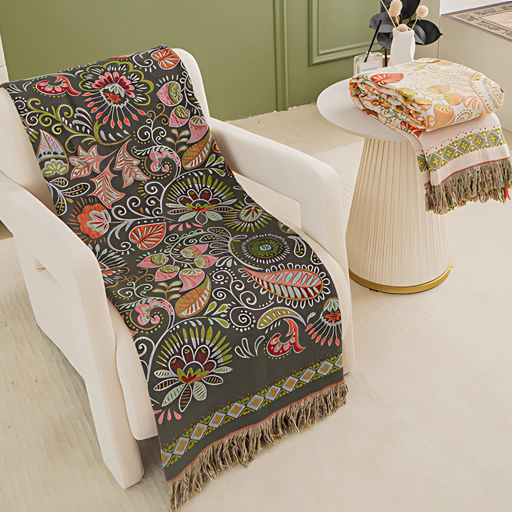 Autumn Leaf Boho Reversible Blanket — additional view