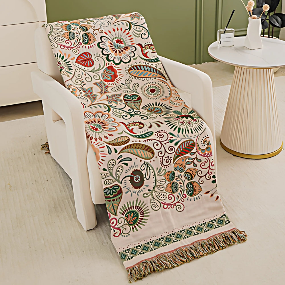 Autumn Leaf Boho Reversible Blanket — alternate angle view