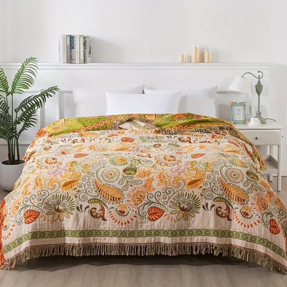 Autumn Leaf Boho Reversible Blanket — main product photo