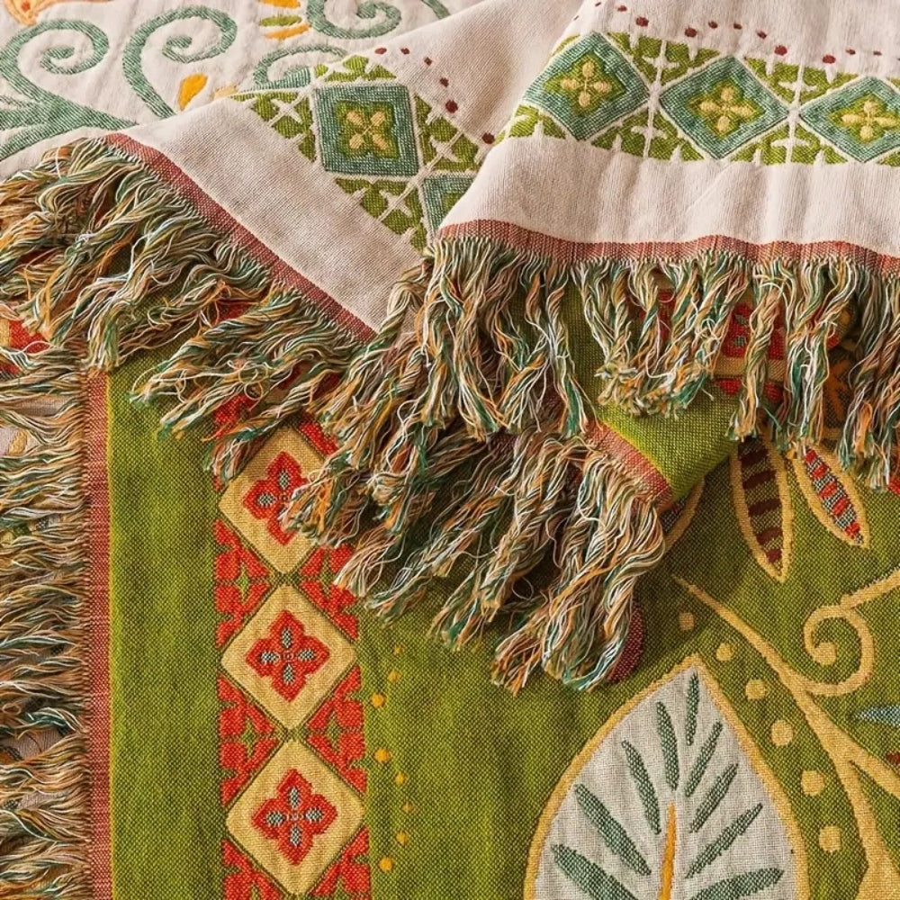 Autumn Leaf Boho Reversible Blanket — product close-up