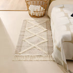 Beige Textured Fringe Tassel Rug — product detail view