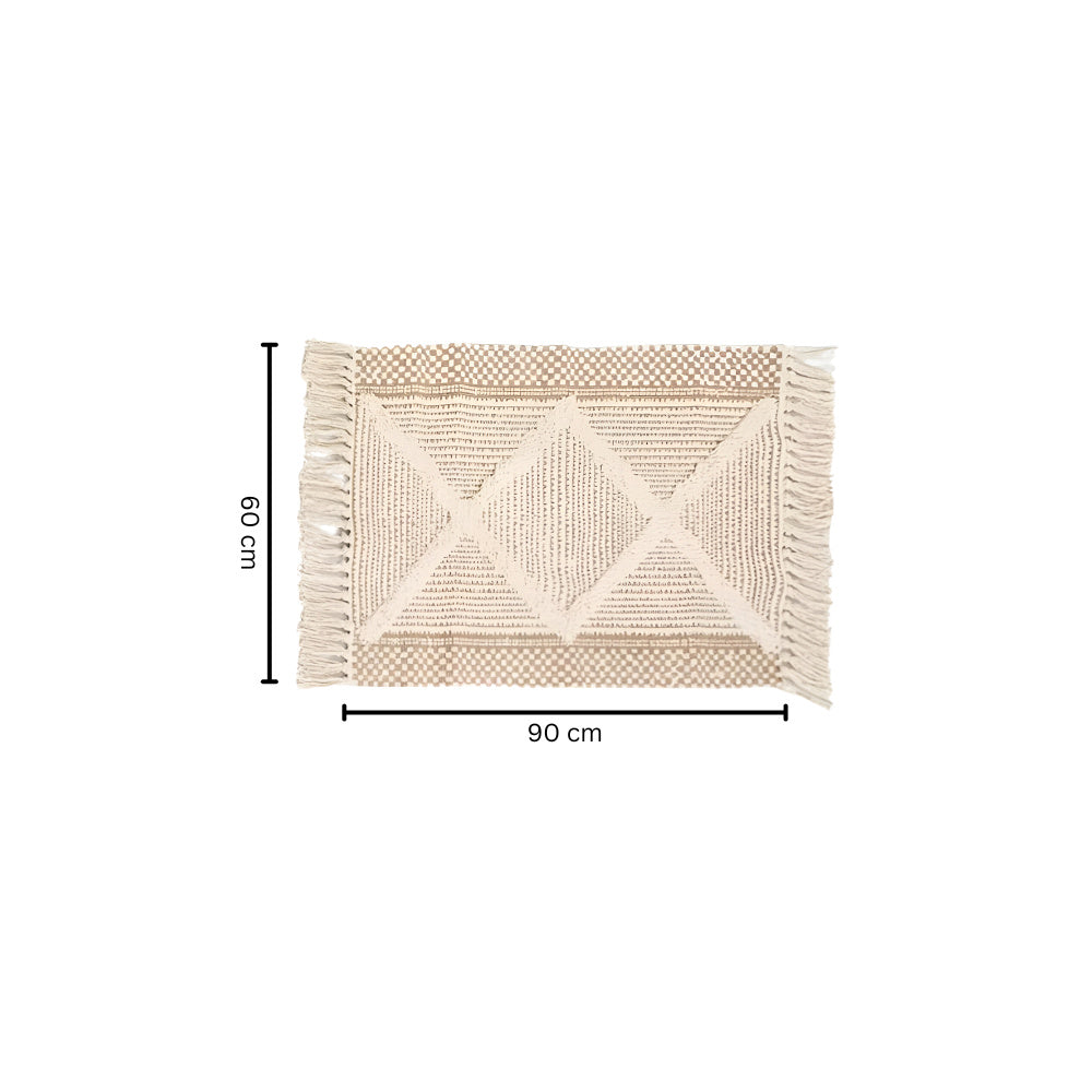 Beige Textured Fringe Tassel Rug — lifestyle shot