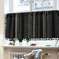 Black Geometric Tribal Tassel Cabinet Curtain — alternate angle view