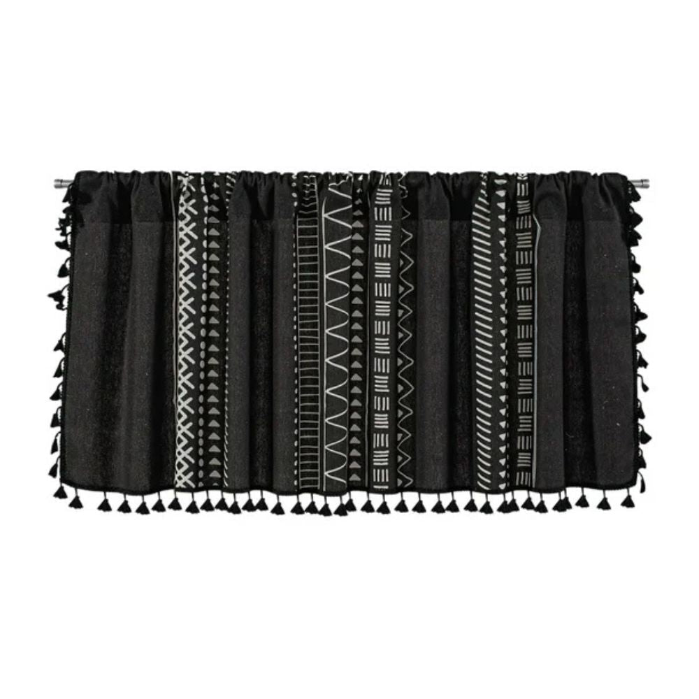 Black Geometric Tribal Tassel Cabinet Curtain — product feature detail