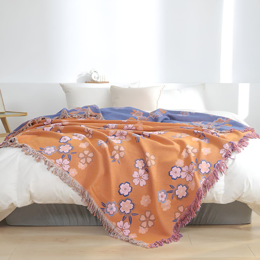 Blooming Flowers Tassel Blanket — main product photo