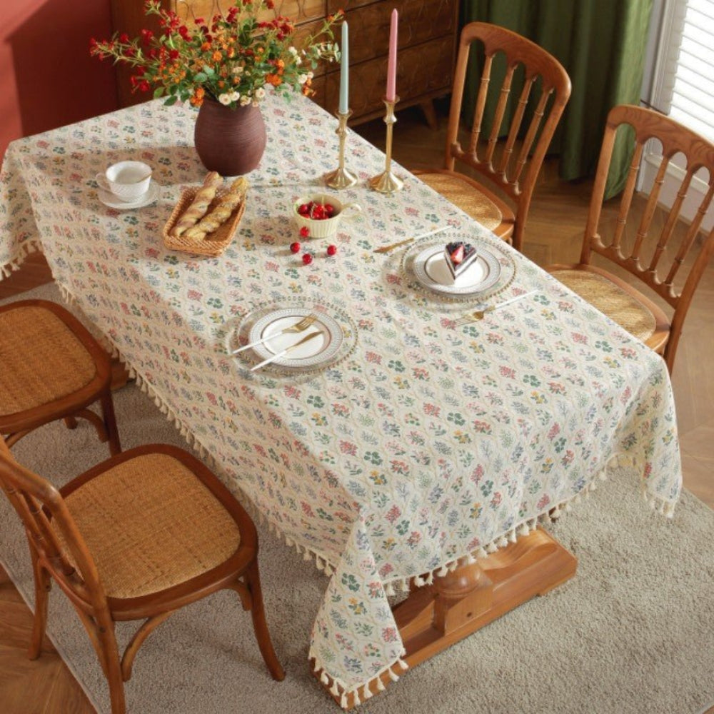 Blossom Spring Tassel Table Cloth — product detail view