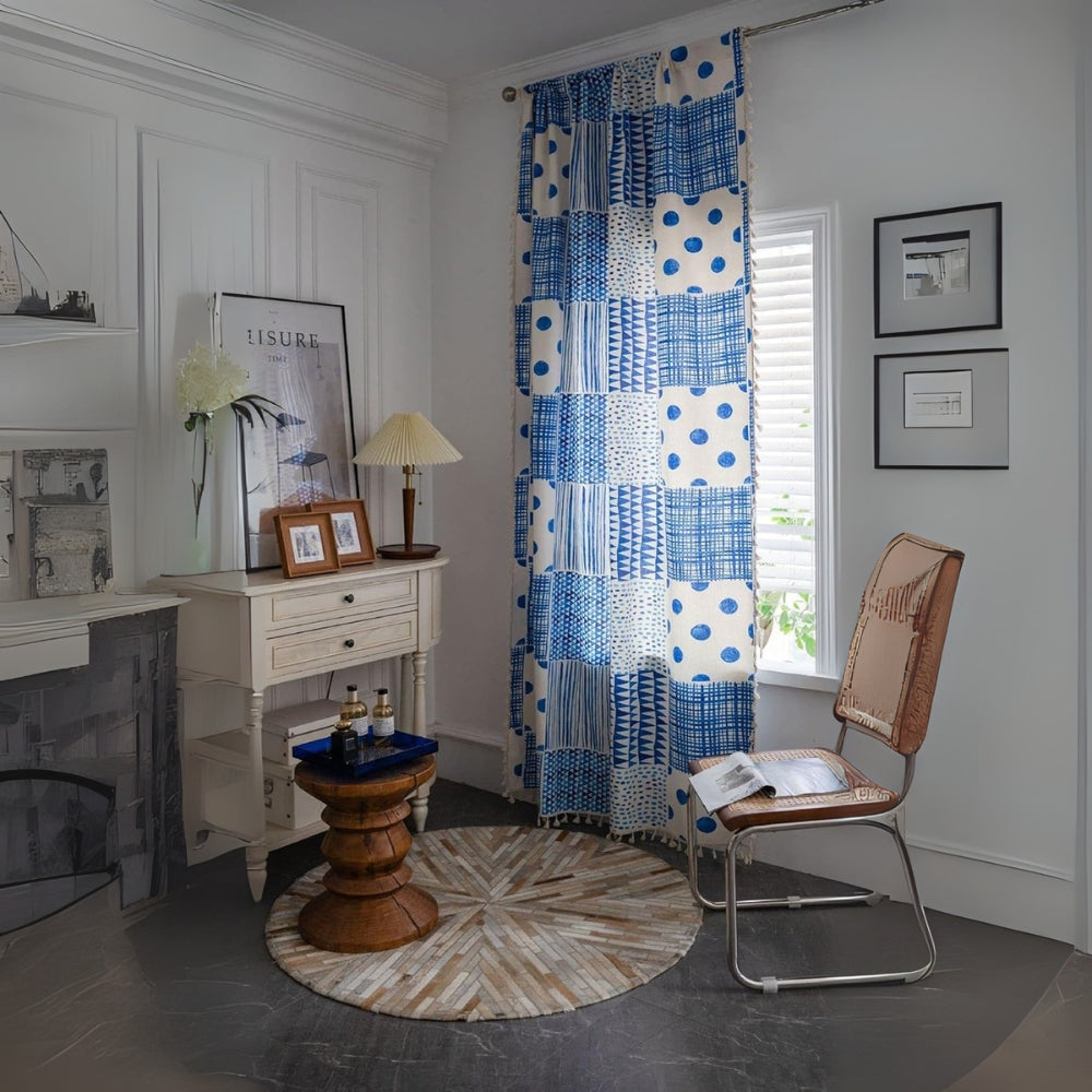Blue Geometric Dots Pattern Curtain — main product photo