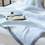 Blue Rose Bloom Cotton Blanket — product detail view