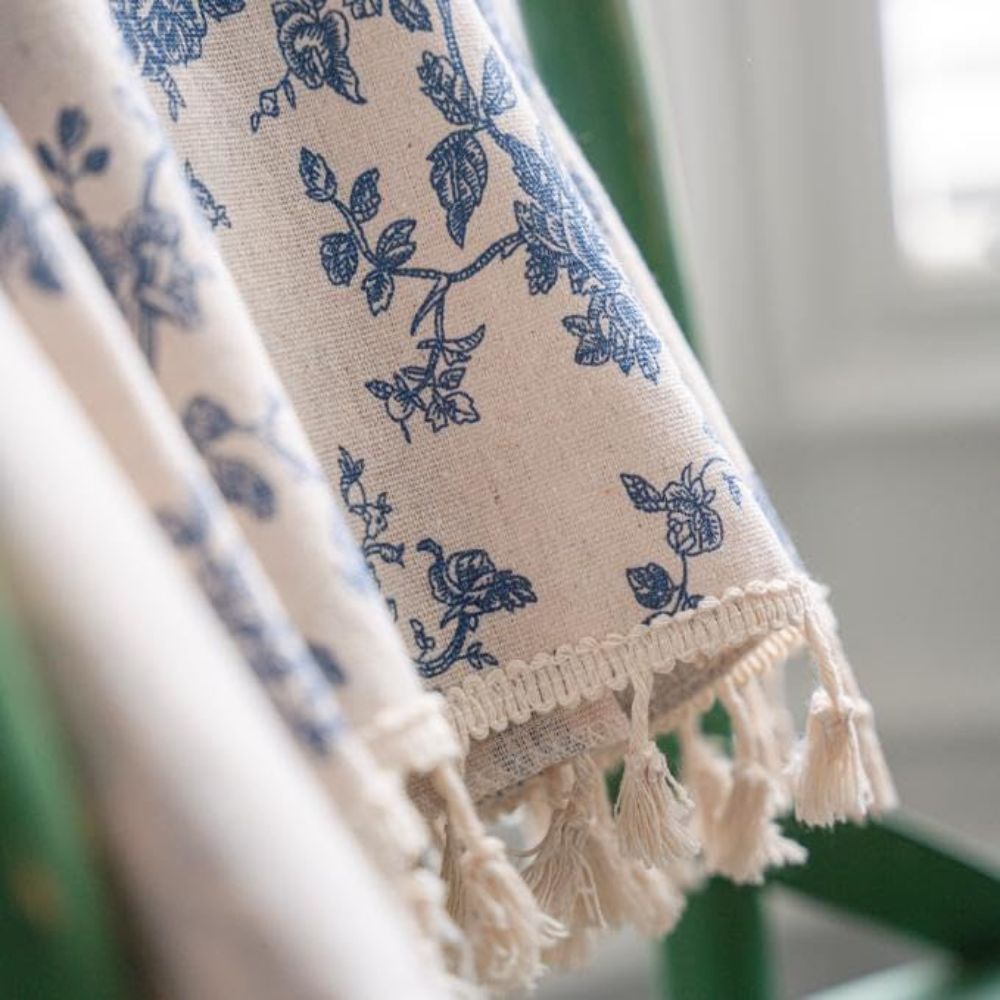 Blue Rose Floral Home Curtain — product in use