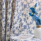 Blue Rose Floral Home Curtain — product detail view