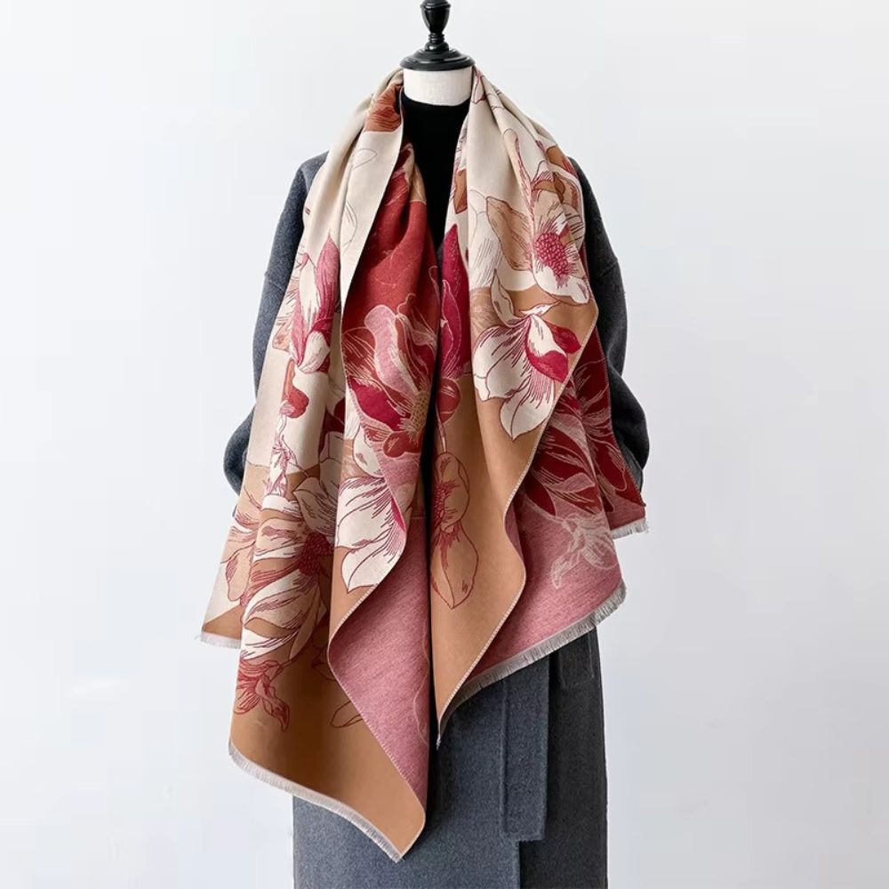 Fashion Bloom Reversible Floral Shawl — alternate angle view