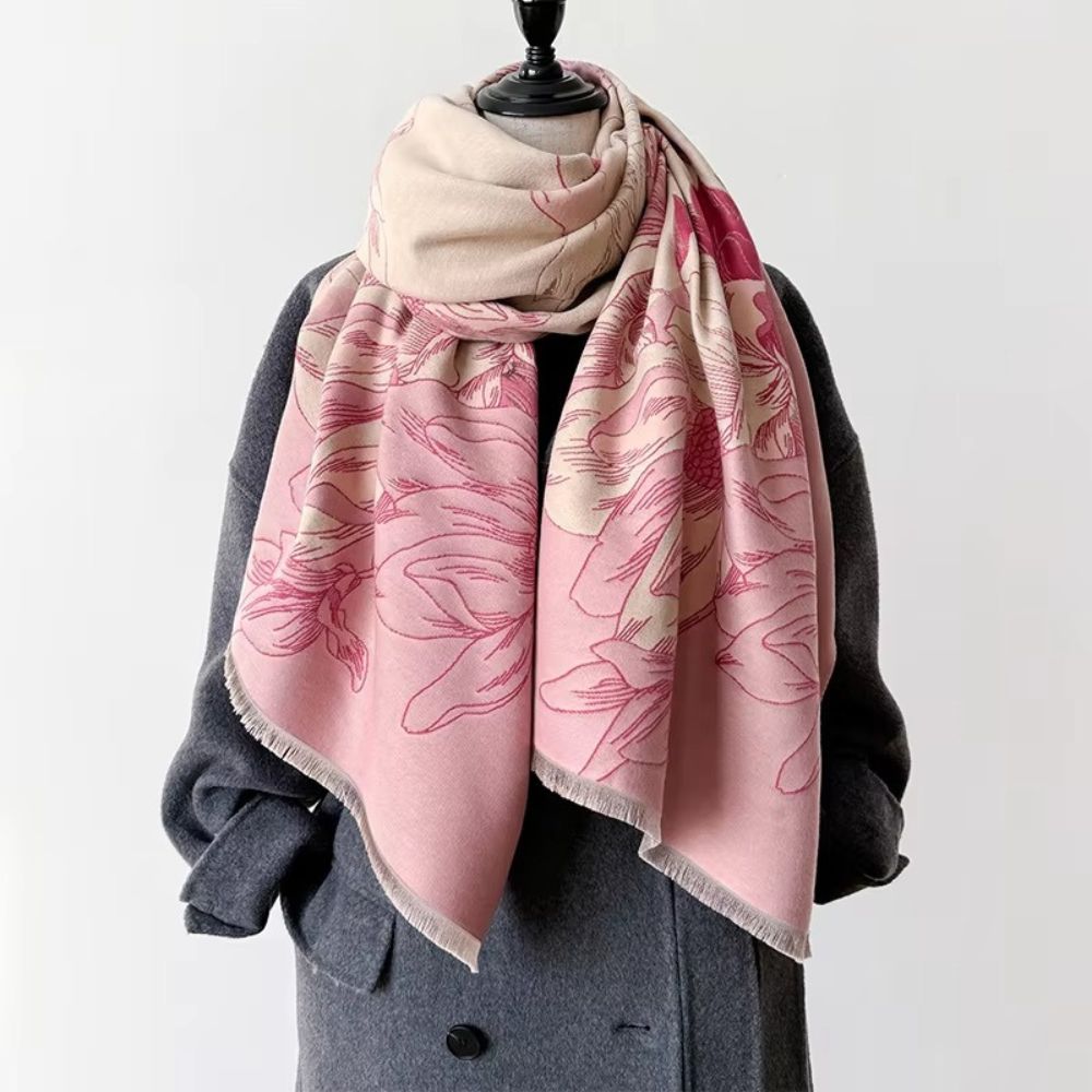 Fashion Bloom Reversible Floral Shawl — product in use