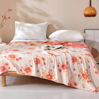 Blush Cotton Gauze Floral Blanket — alternate angle view