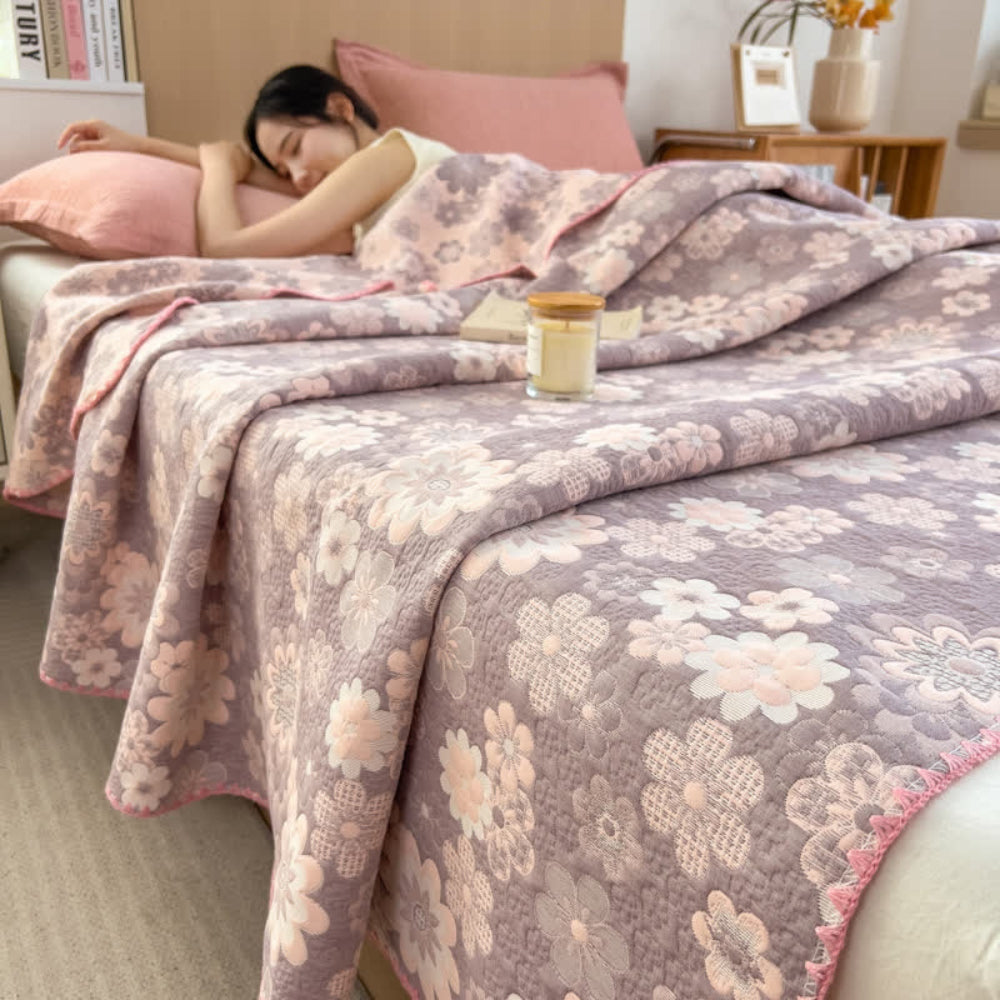 Reverie Floral Cotton Gauze Blanket — product detail view