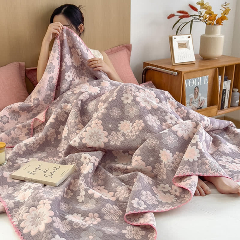 Reverie Floral Cotton Gauze Blanket — additional view