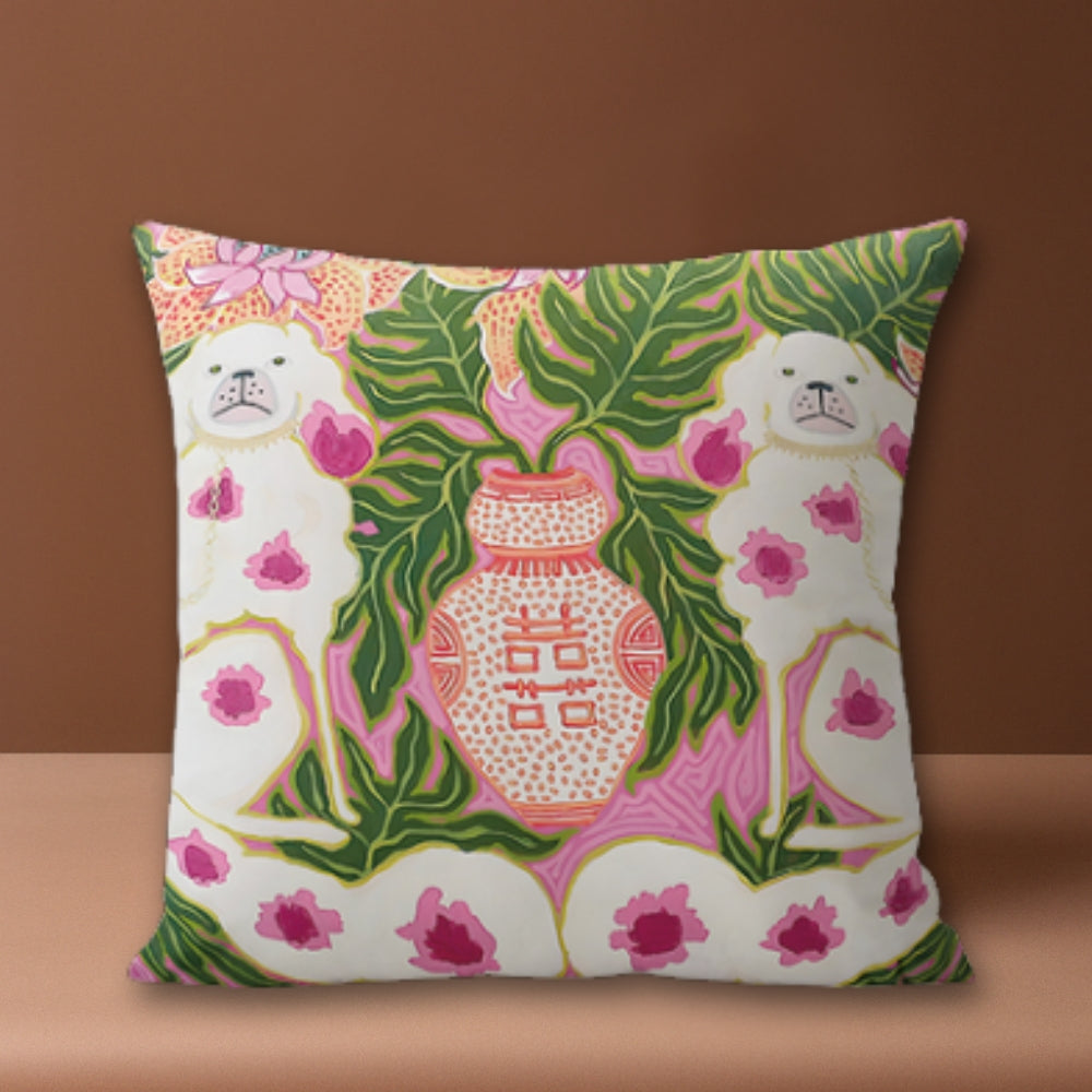 Blush Pink Dog Tassel Cushion Cover — main product photo