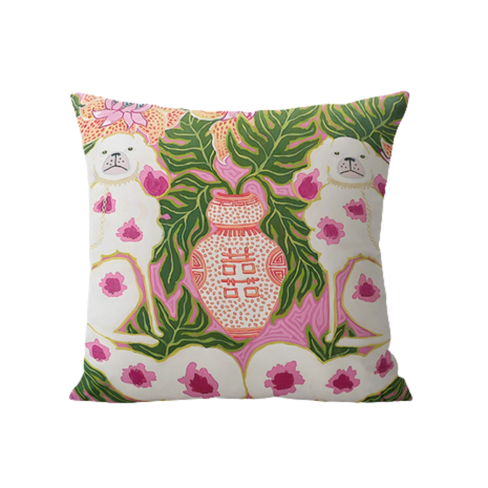 Blush Pink Dog Tassel Cushion Cover — alternate angle view
