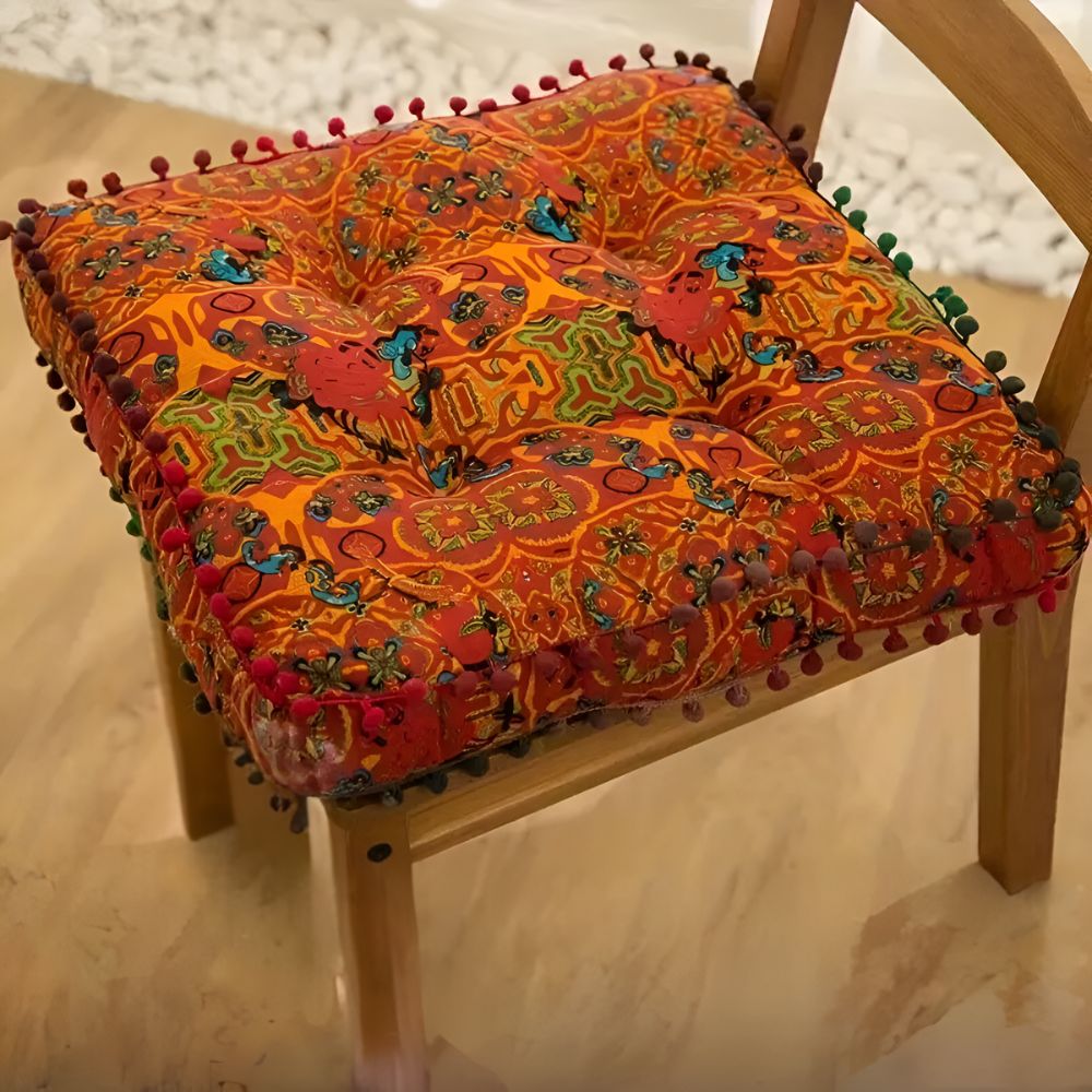 Bohemian Embroidered Floor Cushion — product close-up