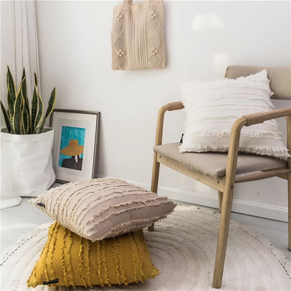 Bohemian Fringe Cushion Cover — product in use