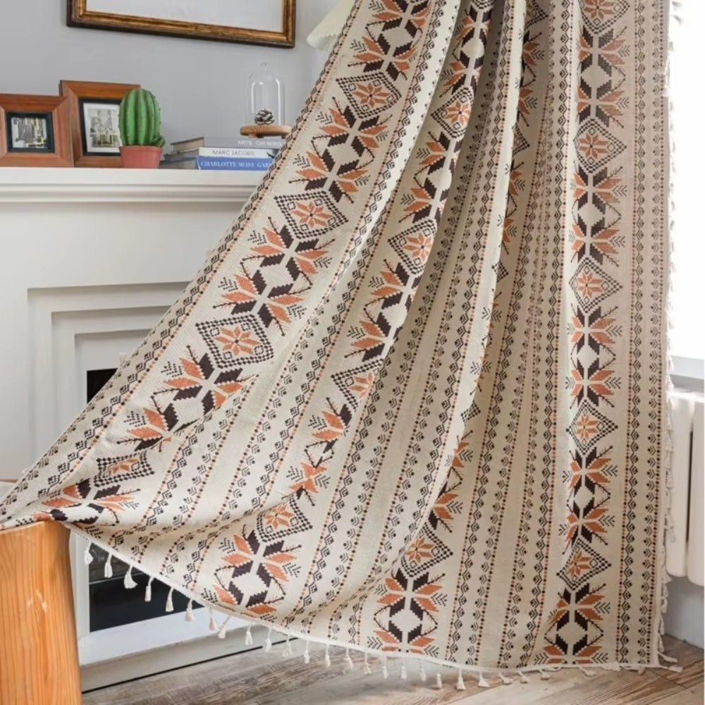 Bohemian Geometric Semi-Blackout Curtain — product detail view