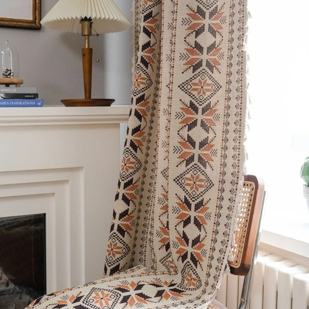 Bohemian Geometric Semi-Blackout Curtain — product in use