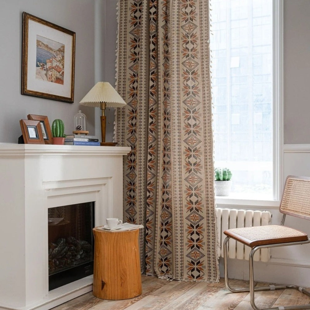 Bohemian Geometric Semi-Blackout Curtain — main product photo