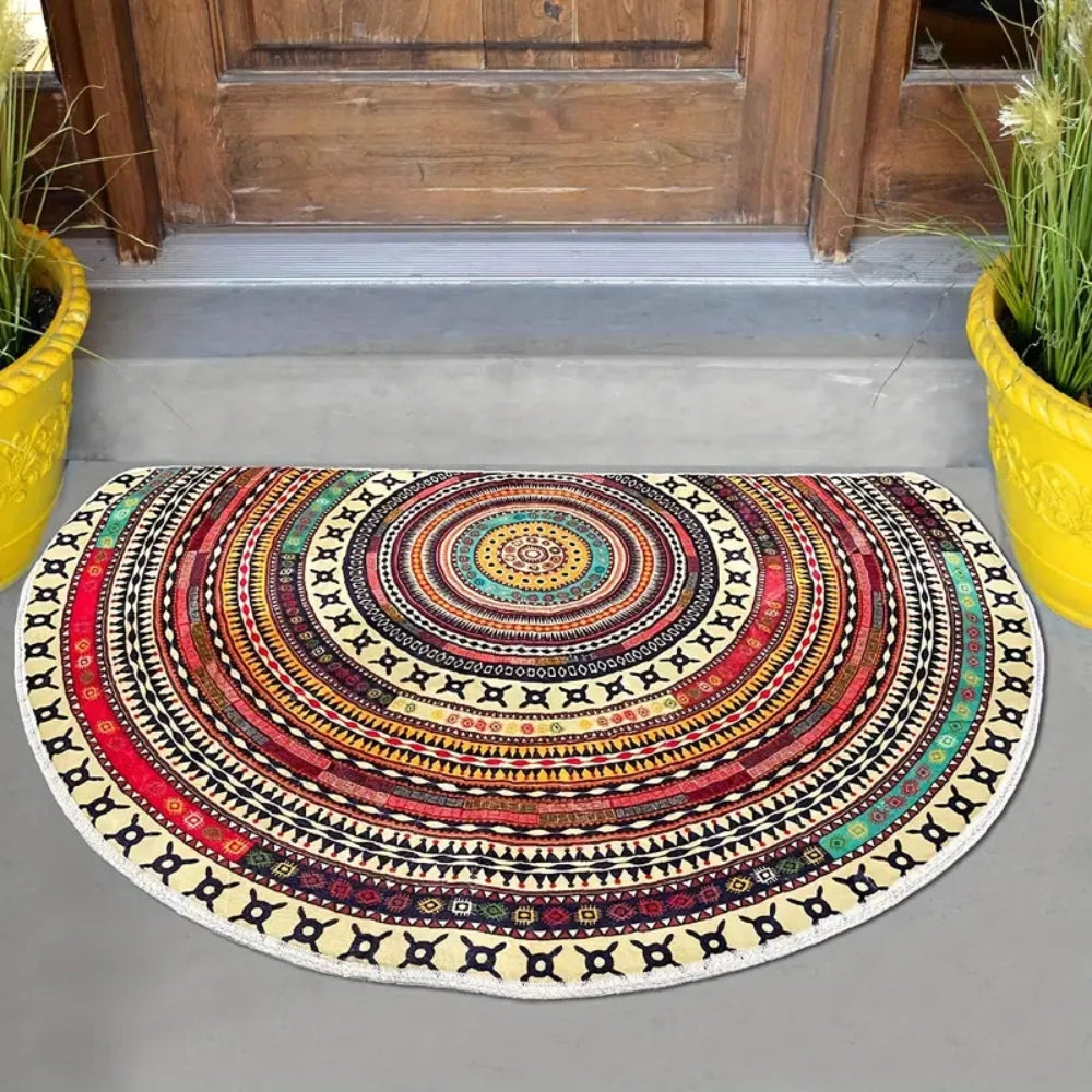 Bohemian Half Round Mandala Rug — main product photo