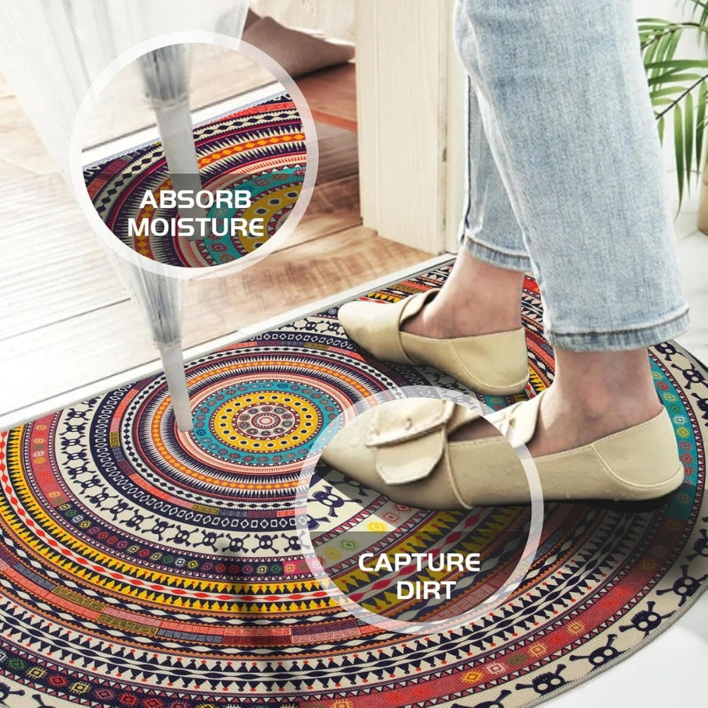 Bohemian Half Round Mandala Rug — product close-up