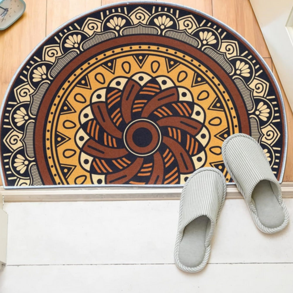 Bohemian Half Round Mandala Rug — material texture close-up