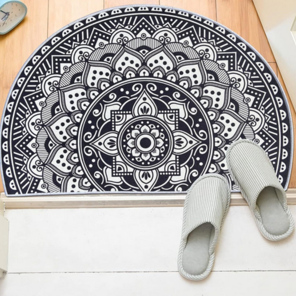 Bohemian Half Round Mandala Rug — alternate angle view