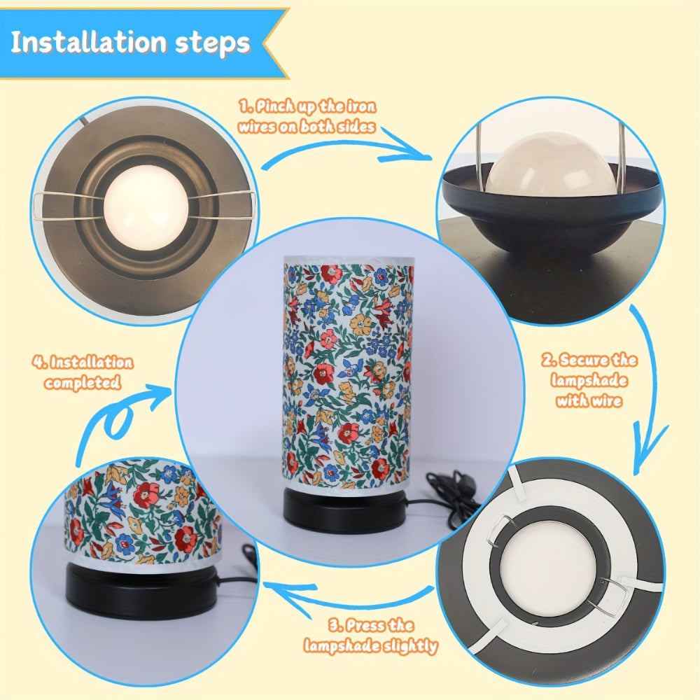 Botanical Floral Fabric Lighting Table Lamp — product feature detail