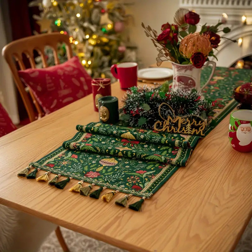Tapestry Botanical Holiday Table Runner — product detail view