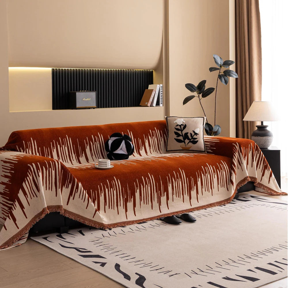 Brushstroke Vertical Pattern Chenille Sofa Cover — alternate angle view