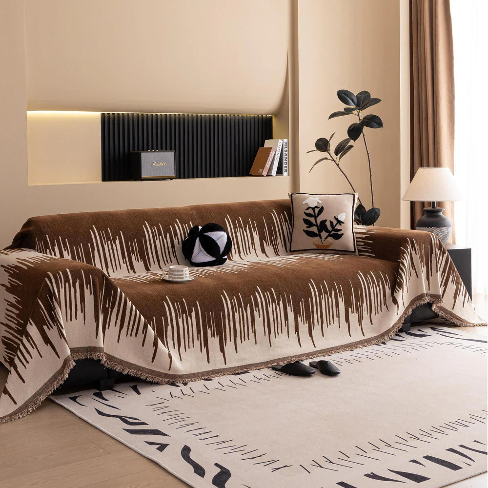 Brushstroke Vertical Pattern Chenille Sofa Cover