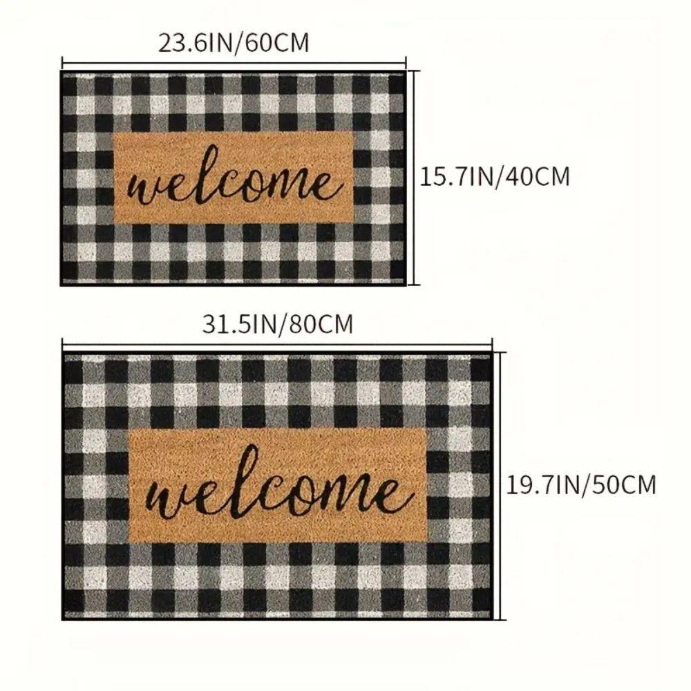 Buffalo Plaid Welcome Door Mat — alternate angle view
