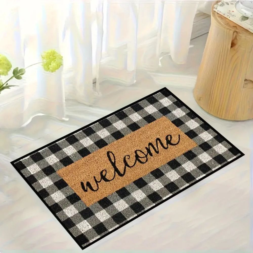 Buffalo Plaid Welcome Door Mat — main product photo