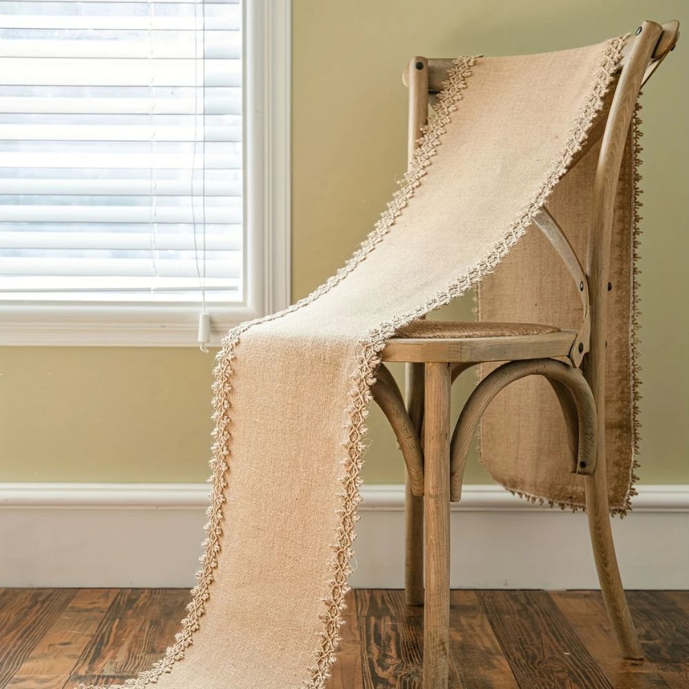 Burlap Charm Boho Table Runner — product in use