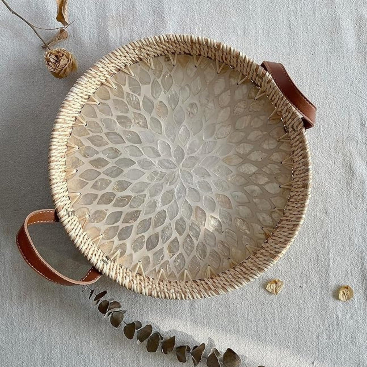 Farmhouse Rattan Tray in Assorted Patterns — product close-up