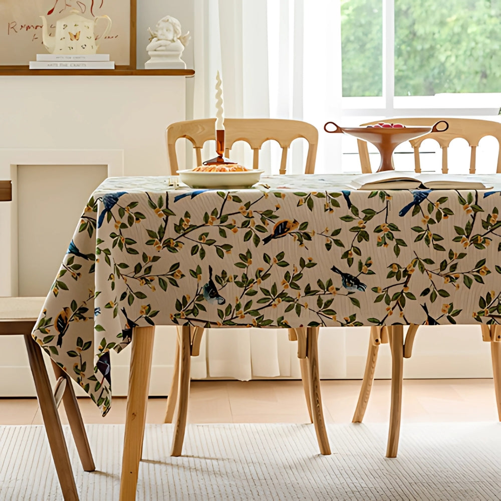 Lavish Heritage Floral & Bird Tablecloth — alternate angle view