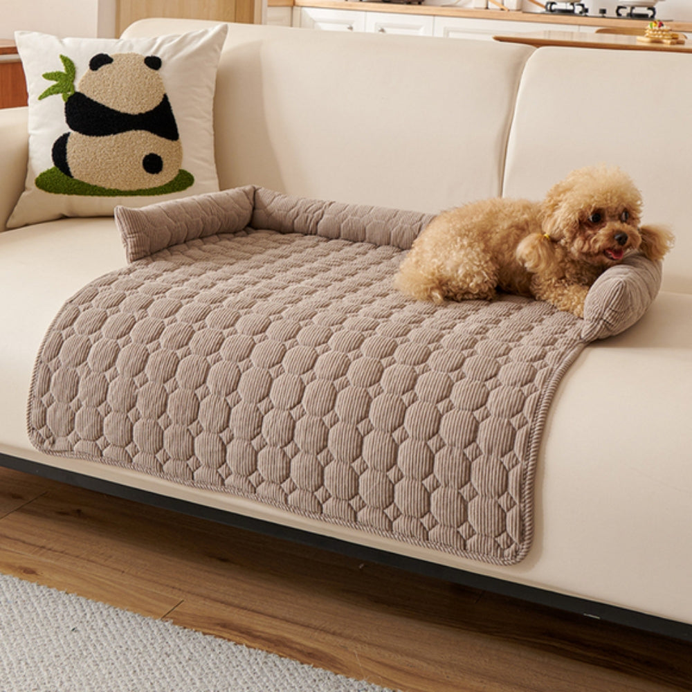 Canine Non-Slip Bolster Pet Quilted Bed — material texture close-up