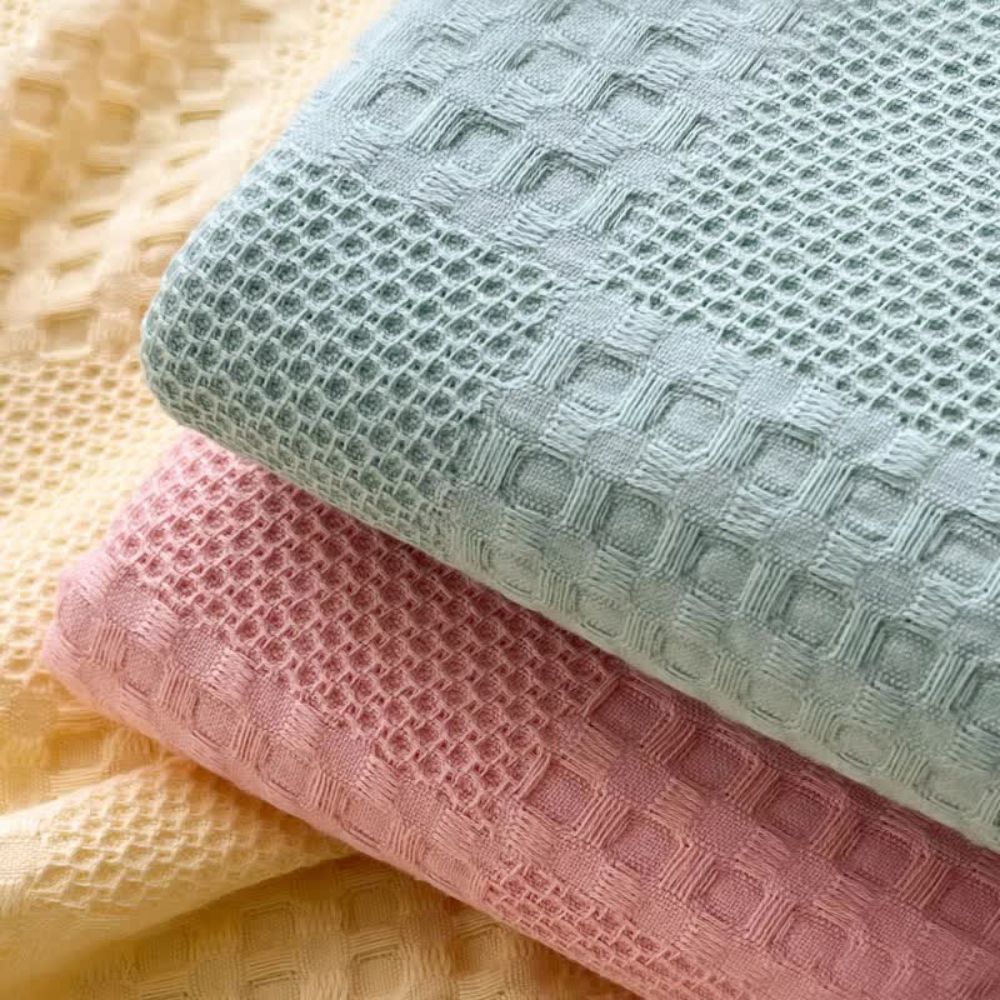 Blush Waffle Checkered Blanket — product feature detail