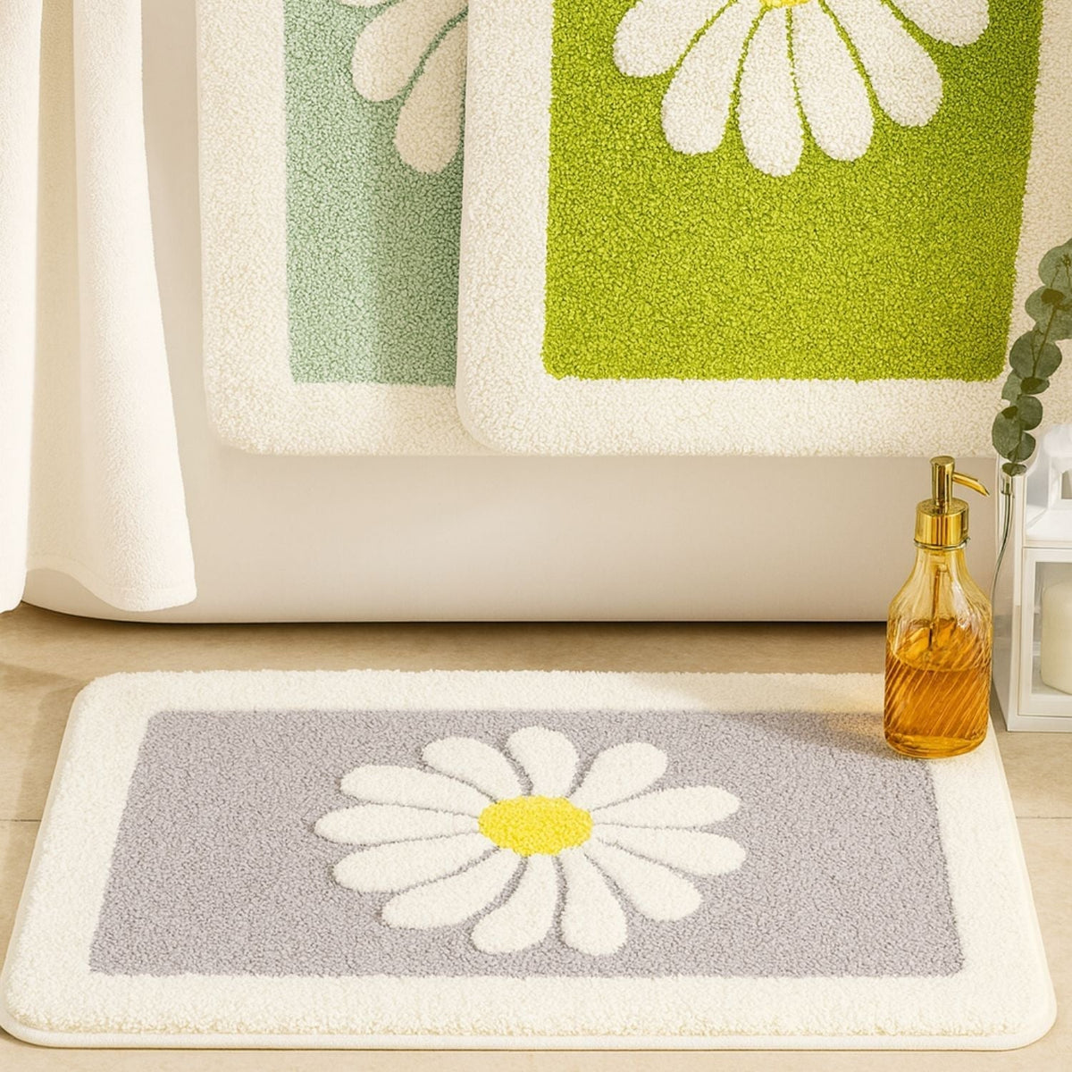 Charming Daisy Bloom Bath Mat — product detail view