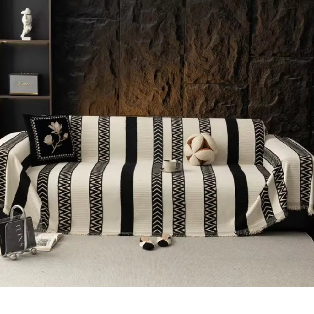 Chevron Pattern Chenille Sofa Cover — product in use